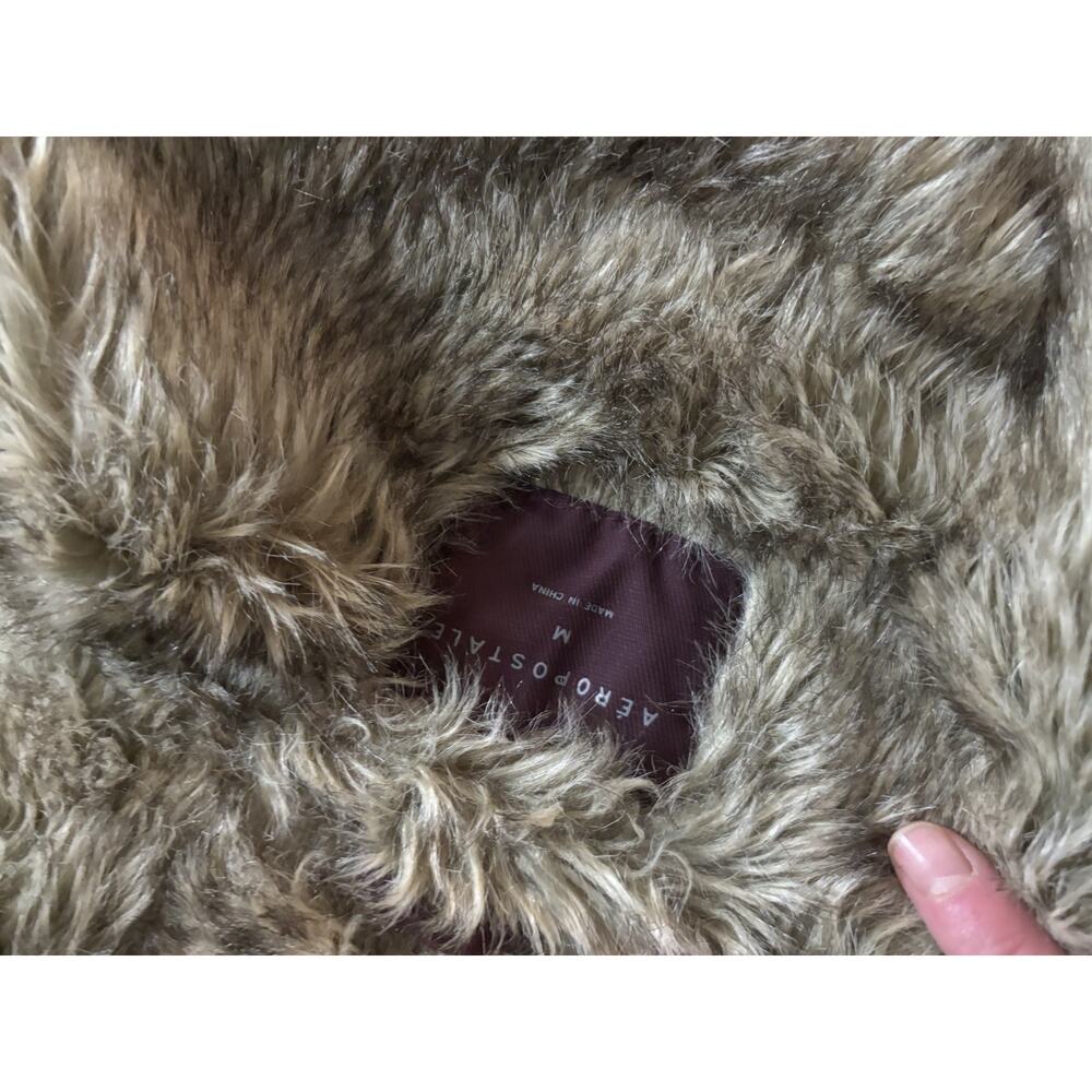 Aeropostale Women's Jacket Purple Parka Faux Fur Hood front zip snap button, M